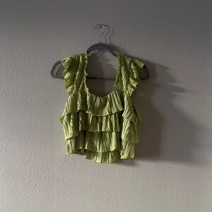 Green Ruffled Women's Top